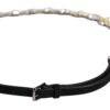 Black Leather Daisy Crystal Embellish Waist Belt