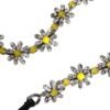 Black Leather Daisy Crystal Embellish Waist Belt