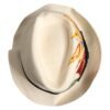 Beige Floral Print Straw Wide Brim Fedora Hat