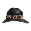 Black Straw Crystal Embellished Wide Brim Hat
