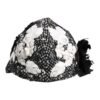 Black Wool White Floral Embellished Cloche Hat