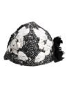 6992447.jpeg Black Wool White Floral Embellished Cloche Hat