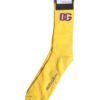 Yellow Cotton DG Logo Mid Calf Socks