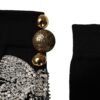Black Knit Floral Crystal Embellishment Socks