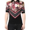 Black Floral Collared Short Sleeve T-shirt