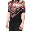 Black Floral Collared Short Sleeve T-shirt