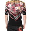 Black Floral Collared Short Sleeve T-shirt