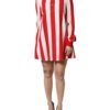 White Red Stripes Long Sleeves Mini Dress