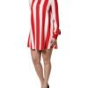 White Red Stripes Long Sleeves Mini Dress