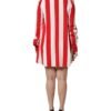 White Red Stripes Long Sleeves Mini Dress