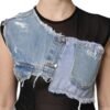 Black Blue Sleeveless Denim Mini Dress