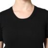 Black Cotton Round Neck Short Sleeve T-shirt