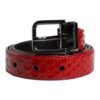 7161614.jpeg Red Exotic Leather Brass Metal Buckle Belt