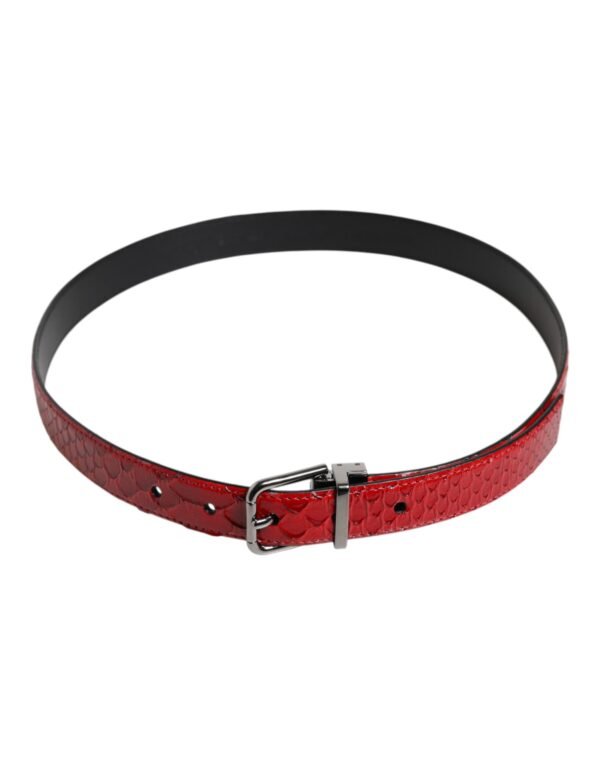 7161615.jpeg Red Exotic Leather Brass Metal Buckle Belt