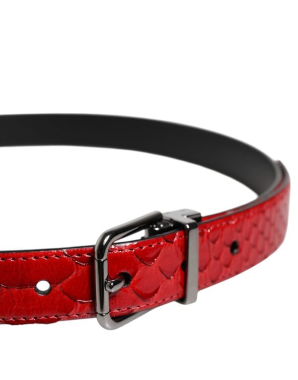 7161616.jpeg Red Exotic Leather Brass Metal Buckle Belt