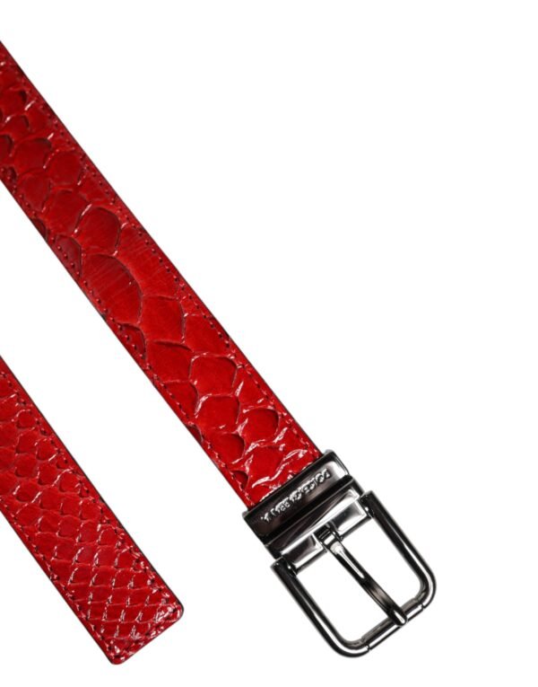 7161618.jpeg Red Exotic Leather Brass Metal Buckle Belt