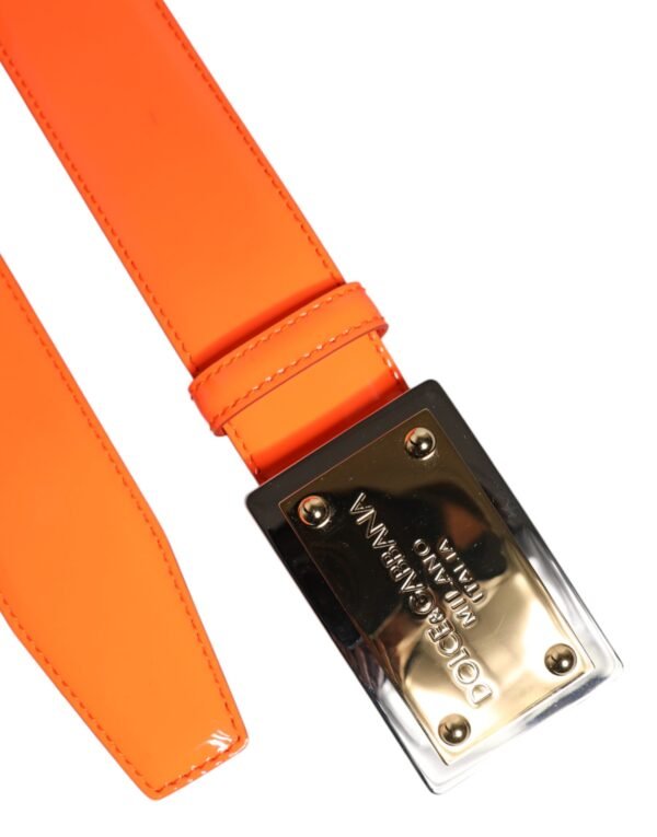 7161652.jpeg Orange Gold Tone Metal Logo Buckle Belt