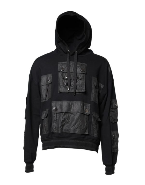 Black Cotton Hooded Sweatshirt Sweater