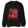 Black Cotton Graphic Print Pullover Sweater