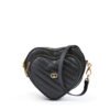 Black Leather Mini Heart Crossbody Bag