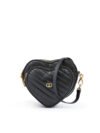 Black Leather Mini Heart Crossbody Bag