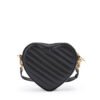 Black Leather Mini Heart Crossbody Bag