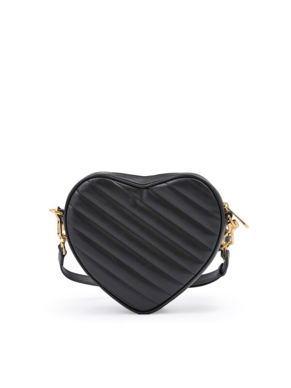 Black Leather Mini Heart Crossbody Bag