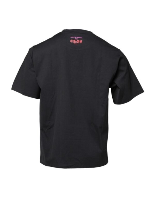 Black Cotton Graphic Print Crew Neck T-shirt