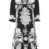 Black Floral Lace Short Sleeves Mini Dress