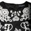 Black Floral Lace Short Sleeves Mini Dress