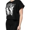 Black Cotton Printed Short Sleeves T-shirt