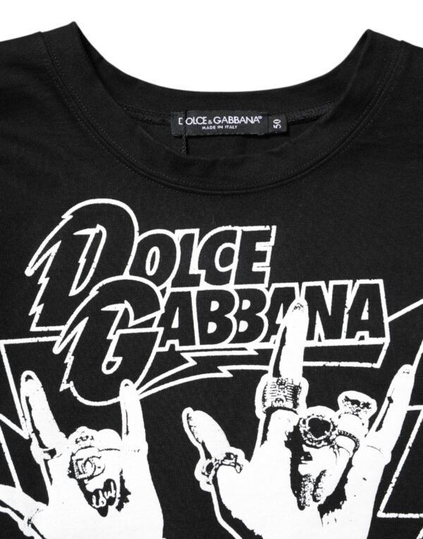 Black Cotton Printed Short Sleeves T-shirt