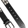 Black Calf Leather Studded Silver Buckle Belt