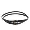 Black Double Strap Leather Gold Buckle Belt
