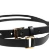 Black Double Strap Leather Gold Buckle Belt