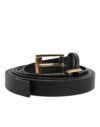 Black Double Strap Leather Gold Buckle Belt