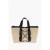 Raffia Tote Bag with Leather Details