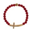 Elegant Gold and Red Coral Beaded Bracelet