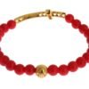 Elegant Gold and Red Coral Beaded Bracelet