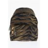 Animal Patterned Fabric Backpack with Leather Trims