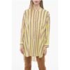 Bayadere Patterned Silk Blend Shirt with Mandarin Collar