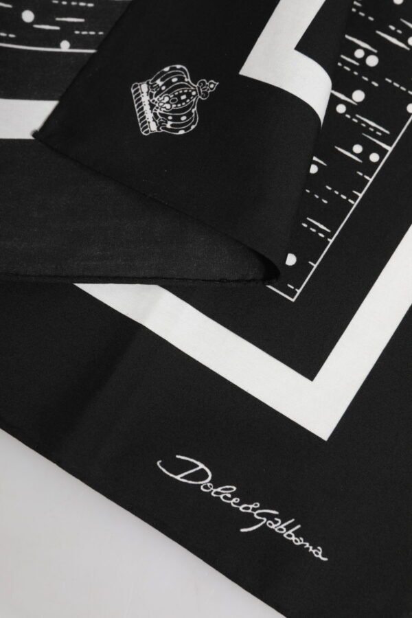 Black White Printed Square Foulard Scarf