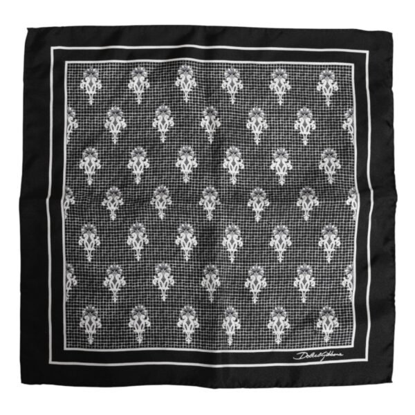Black White Printed Square Foulard Scarf