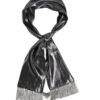 Metallic Gray Silk Fringes Foulard Scarf