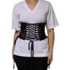 Black Cotton Waist LaceUp Strap Corset Belt