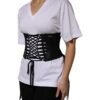 Black Cotton Waist LaceUp Strap Corset Belt