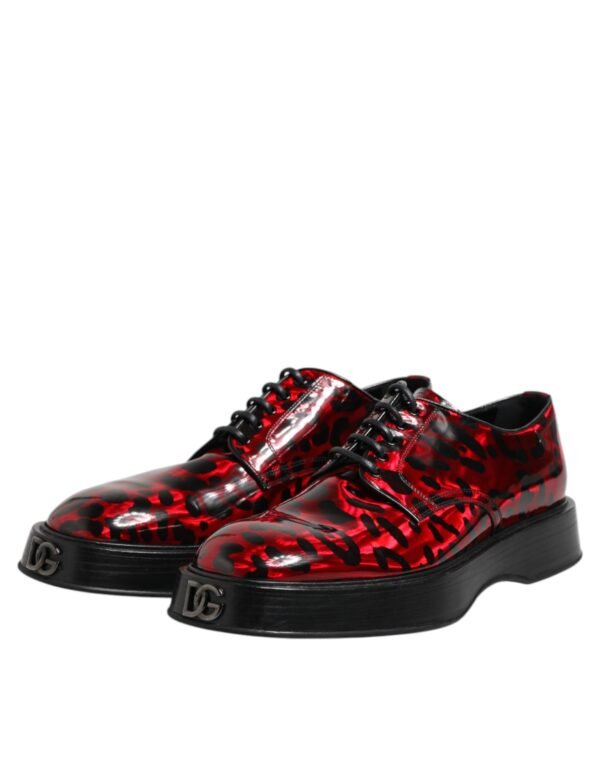 Red Leopard Derby Formal Men Dress Shoes