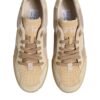Beige Leather Low Top Lace Up Sneakers Shoes