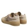 Beige Leather Low Top Lace Up Sneakers Shoes