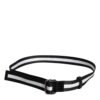 Black Yellow Logo Striped Metal Buckle Belt